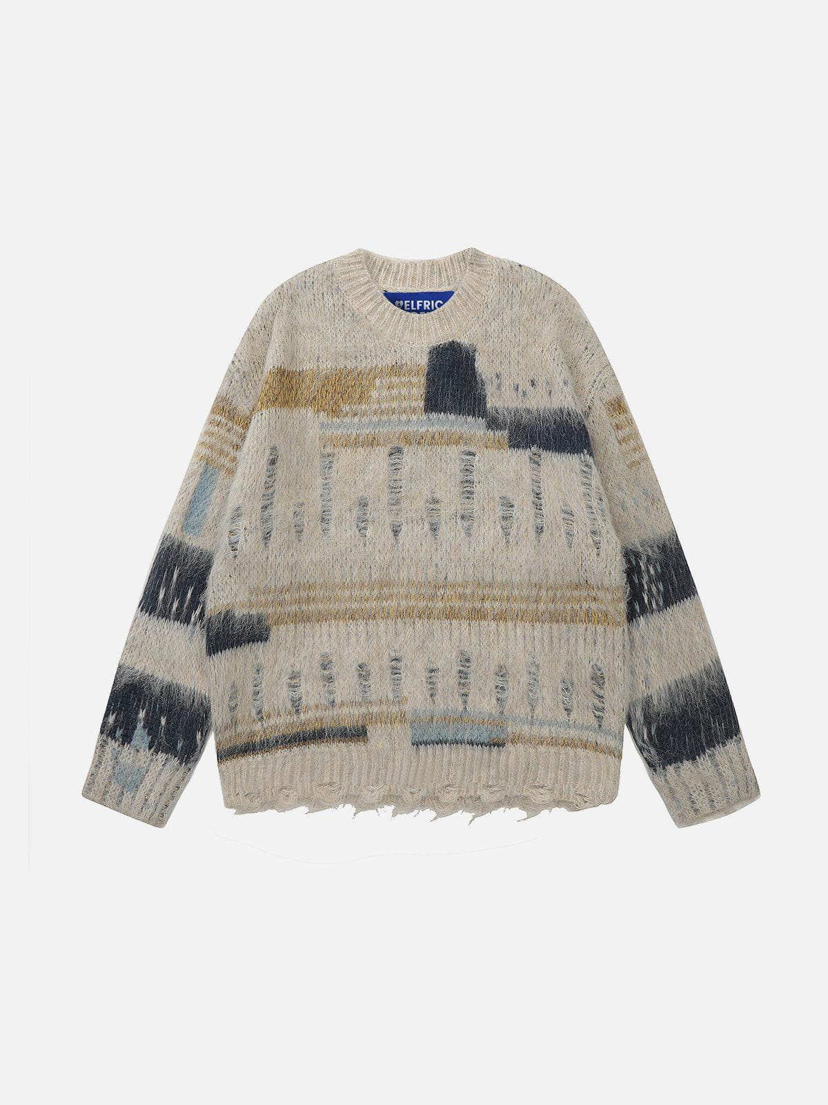 Distressed Color Block Sweater for Men & Women | Aelfric Eden
