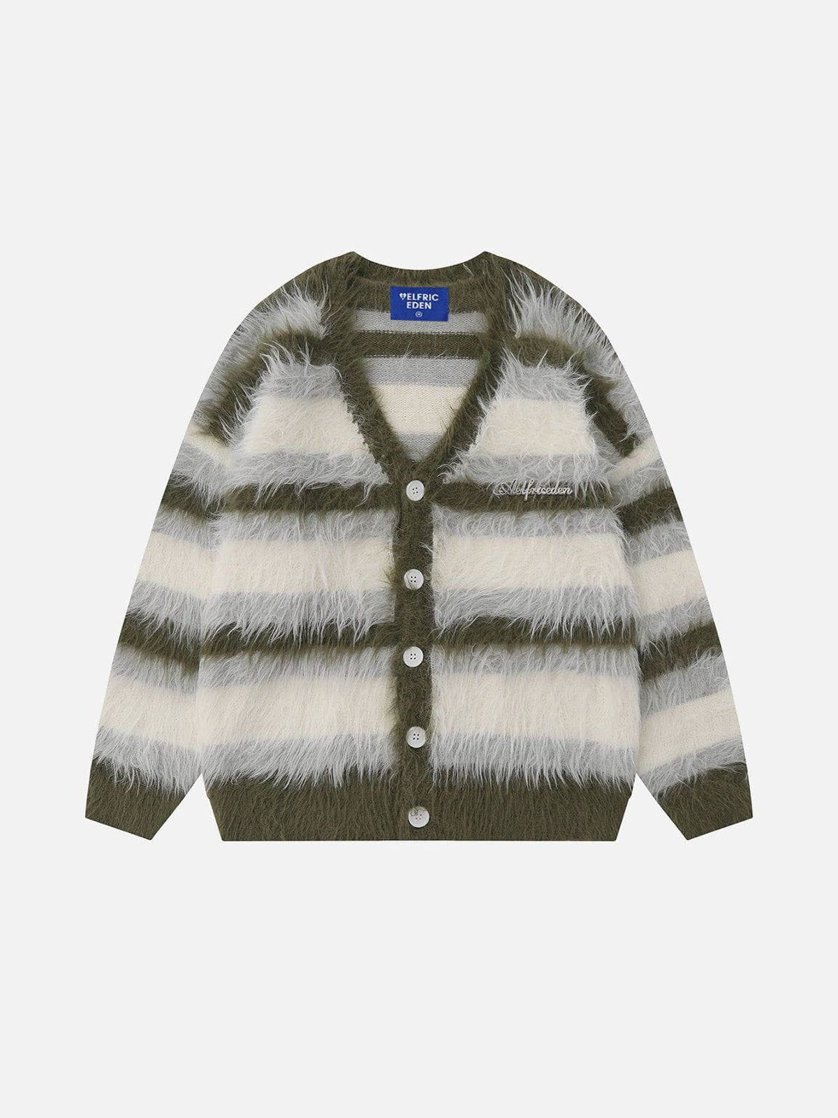 Color Block Striped Fuzzy Cardigan for Women | Aelfric Eden