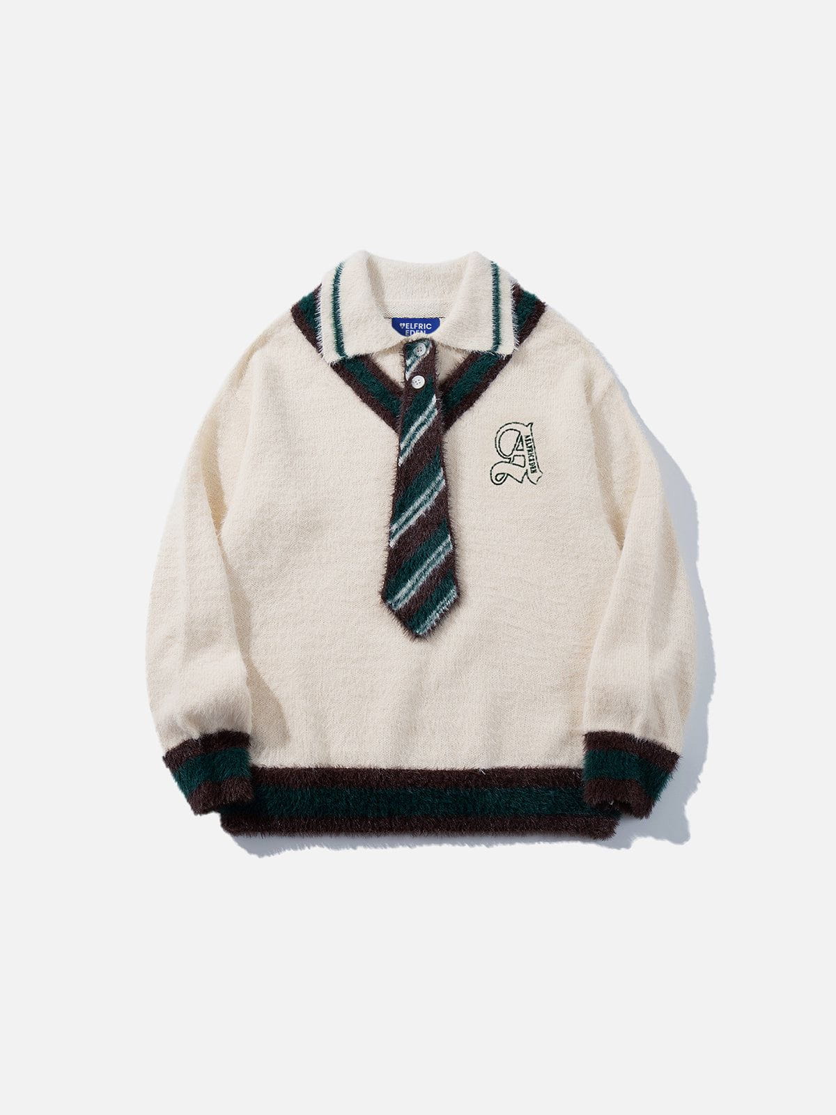 Stripe Tie Polo Sweater with Embroidery Detail | Aelfric Eden