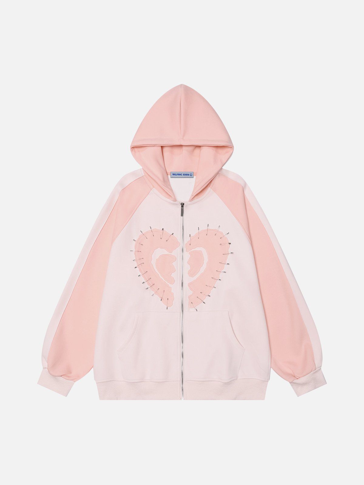 Pin Embroidered Heart Zip Hoodie | Aelfric Eden Cotton Streetwear