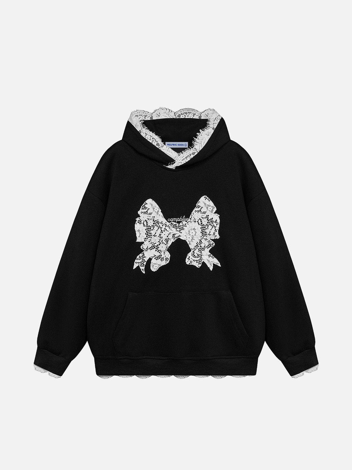 Lace Patchwork Hoodie with Bow Applique | Aelfric Eden