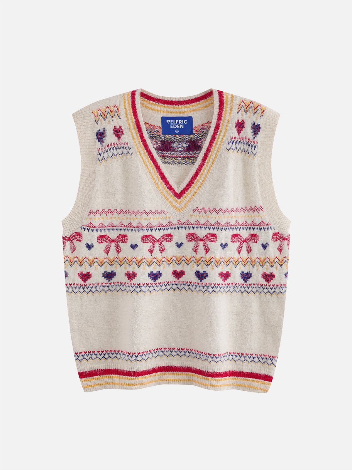 Fair Isle Sweater Vest with Heart & Bow Design | Aelfric Eden