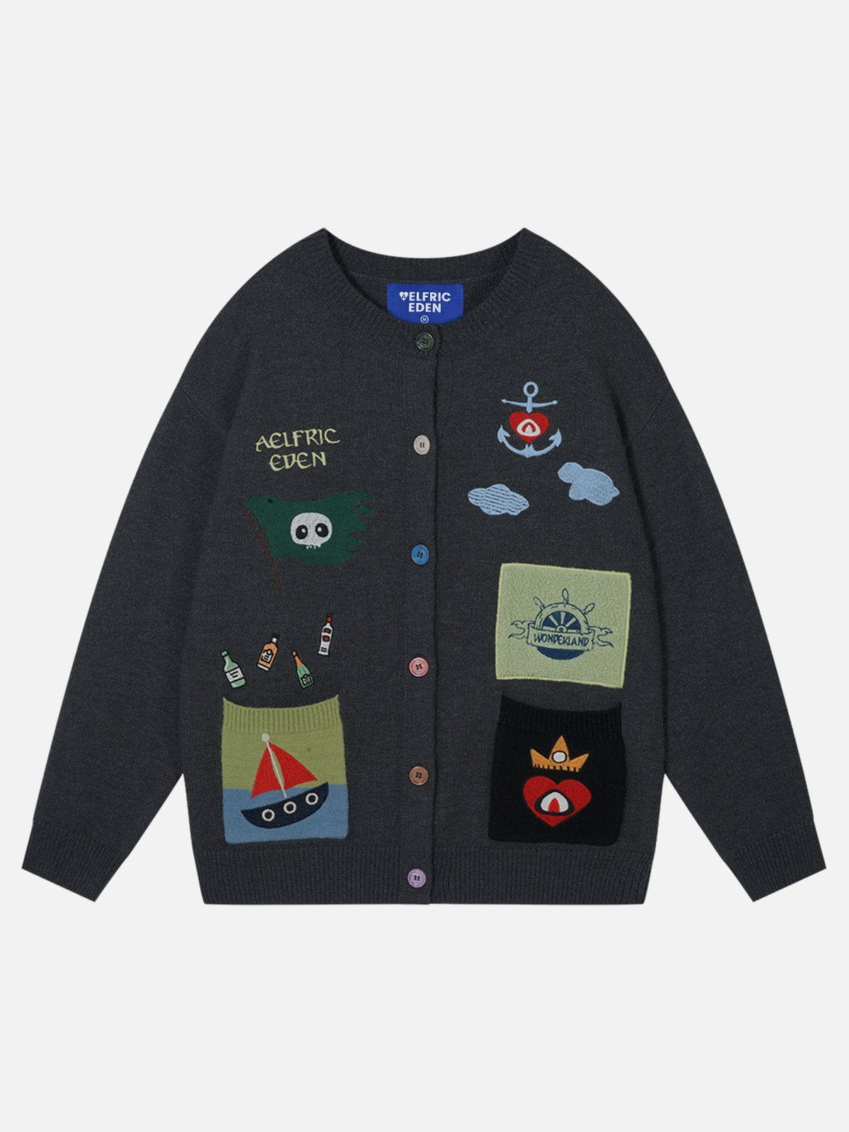 Ocean-Themed Embroidered Knit Cardigan for Women | Aelfric Eden