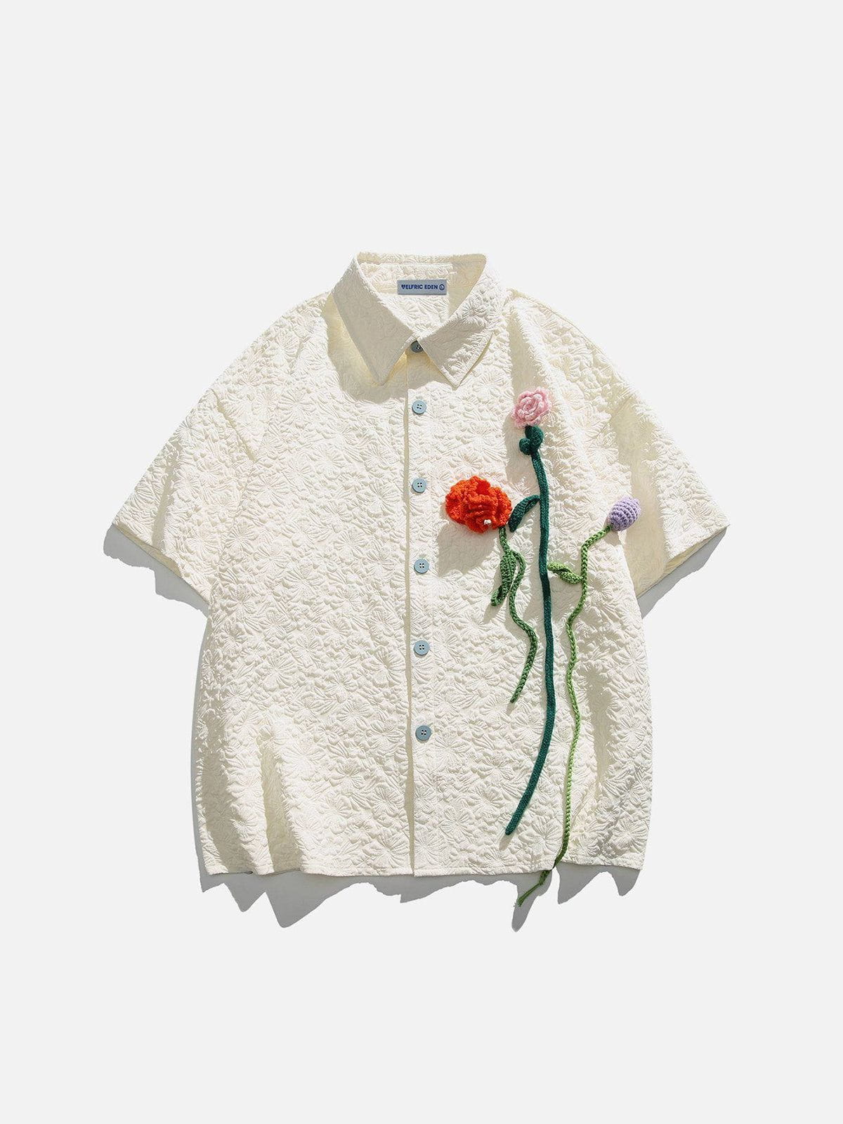 Textured Floral Short Sleeve Shirt with Woven Design | Aelfric Eden
