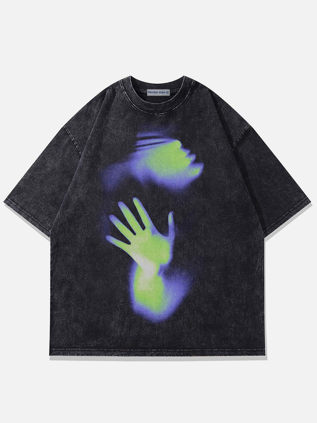 Blurring Palm Print Cotton T-Shirt | Aelfric Eden