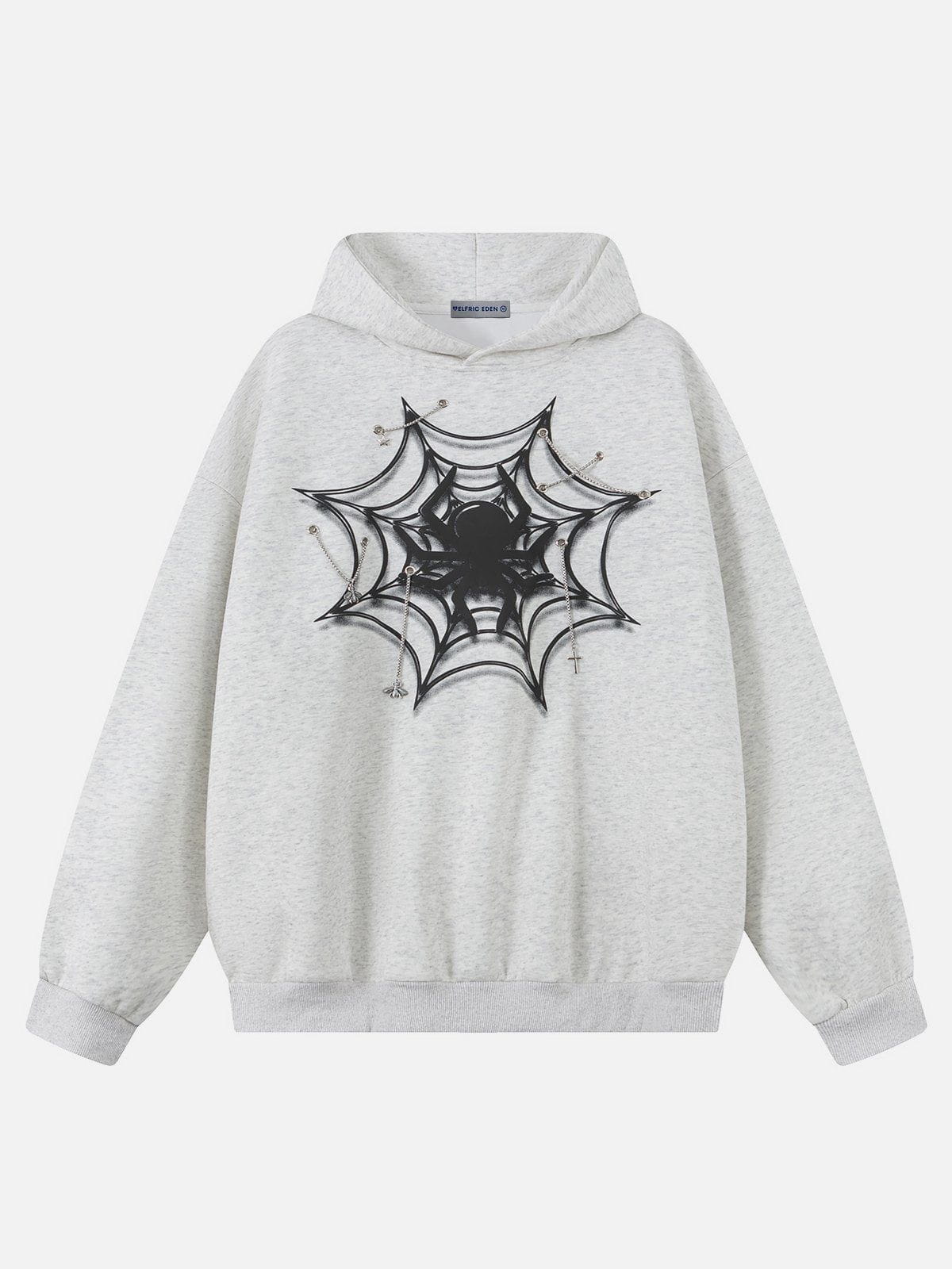 Spider Web Print Hoodie with Metallic Chains | Aelfric Eden