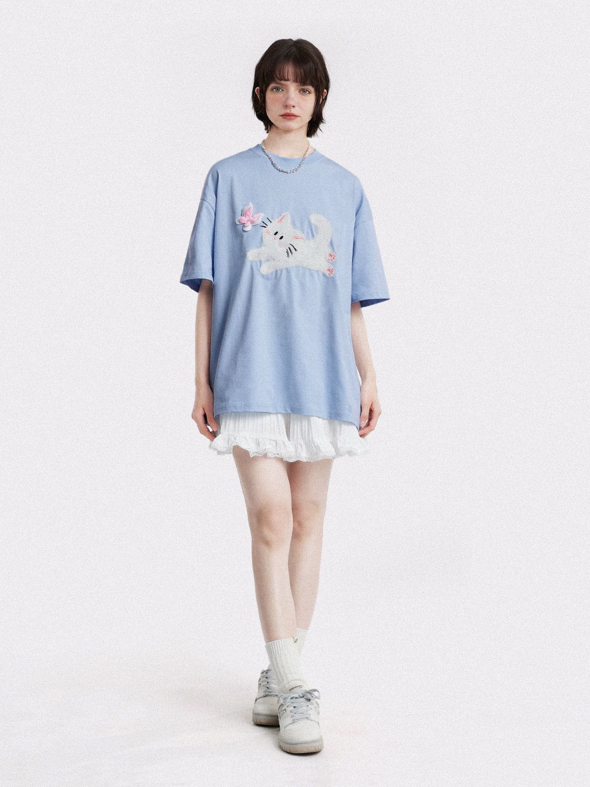 Butterfly Cat Graphic Tee - 100% Cotton Casual T-Shirt | Aelfric Eden