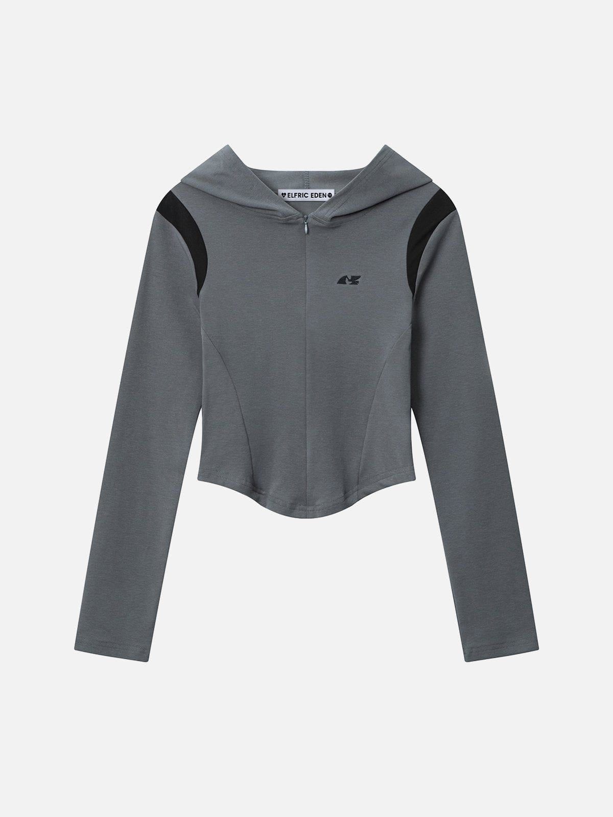 Women's Fitted Color-Block Hoodie | Zip Up & Cotton Blend